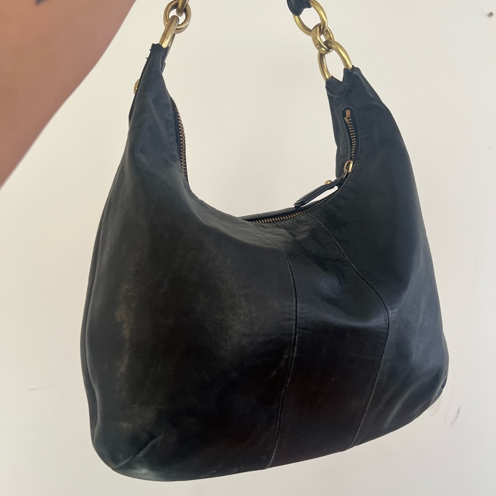 Coach Black Leather Hobo Bag with Gold Accents - Picture 4 of 8